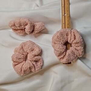 Terry cloth pink scrunchies